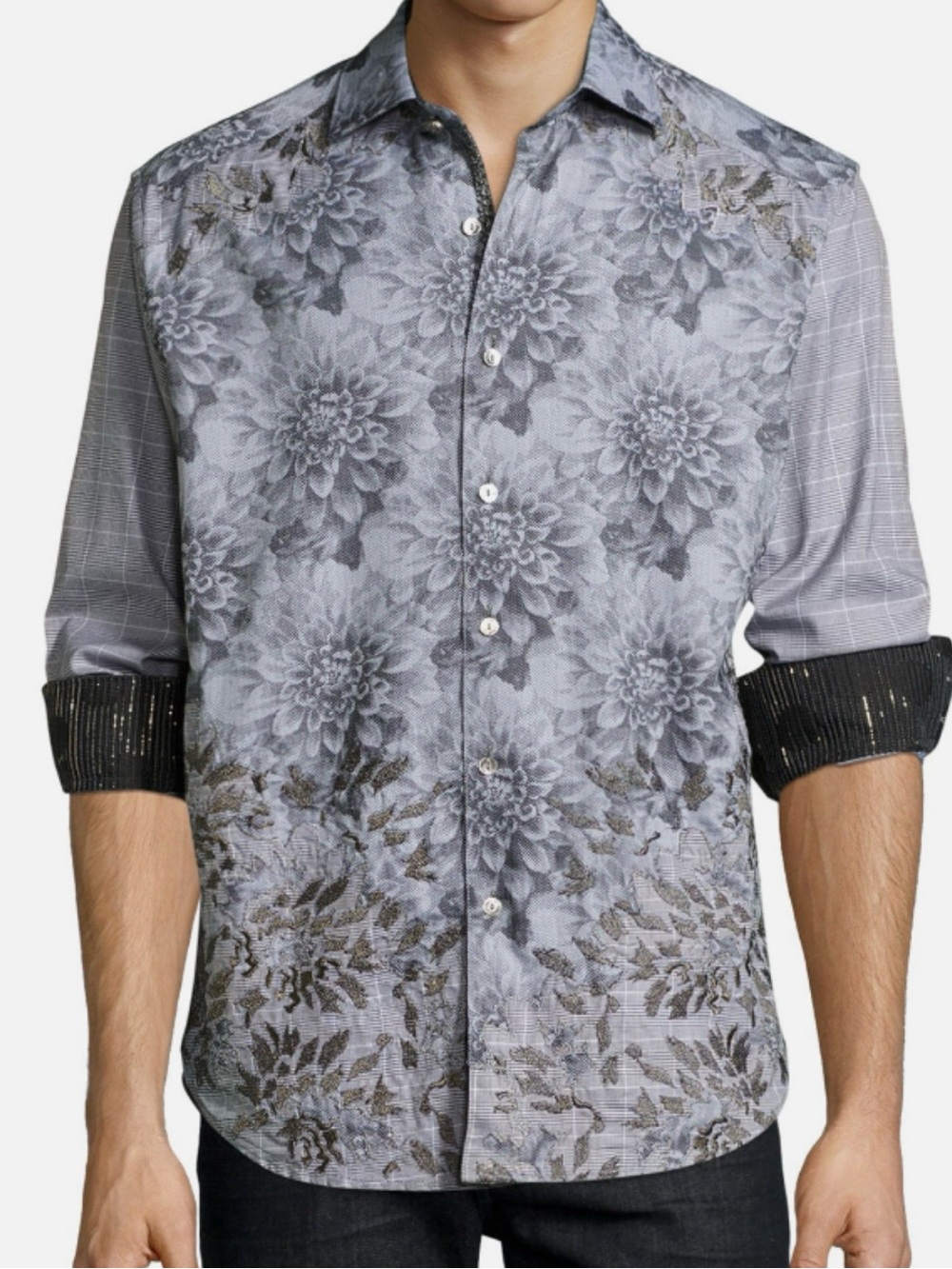 Robert Graham Limited Edition Men’s L Embroidered Floral Plaid Shirt